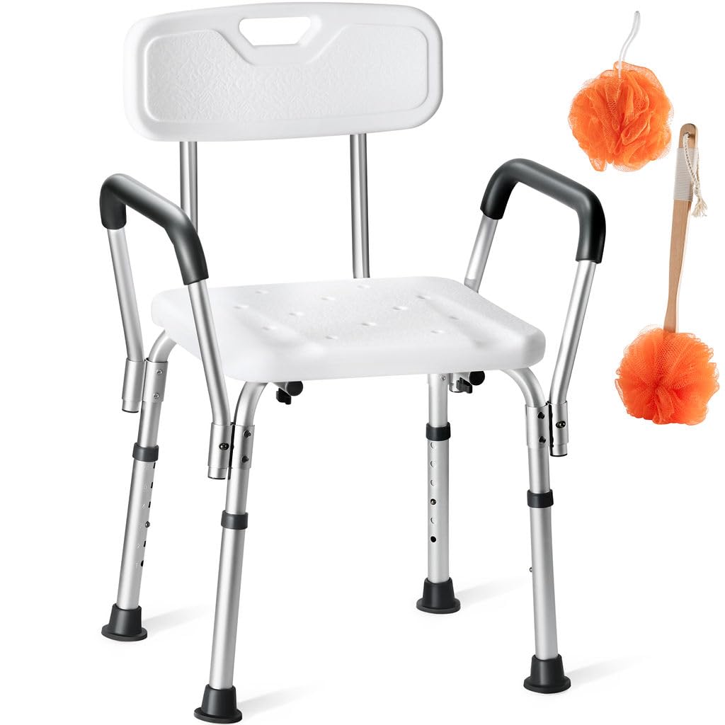 Shower Chair with Handels Set of 3 Includes Back Scrubber & Additional Sponge Tool Free Shower Chair for Elderly Bath Chair for Elderly by Medical King