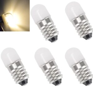 E10 LED Bulbs 12V Warm White AC/DC E10 Miniature Screw LED Lamps 0.5Watts 65Lm 12 Volt Miniature Flashlight Bulbs (10)