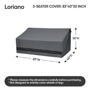 Loriano 600D Oxford Fabric Heavy Duty Patio Furniture Sofa Covers, 100% Waterproof Outdoor Furniture Covers for 3-seater Sofa 83"W x 40"D x 30"H, Lawn Patio Furniture Covers with Air Vent and Handle