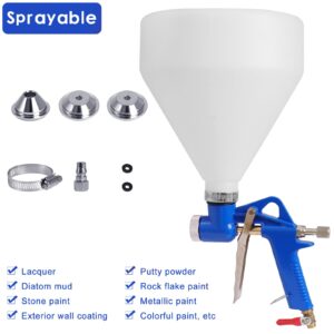 Drywall Texture Sprayer,Air Hopper Spray Gun 1.5 Gallon with 3 Nozzle (4.0mm/6.0mm/8.0mm) & Putty Knife,Stainless Steel Scraper for Repairing Drywall, Removing Wallpaper, Applying Putty (Blue)