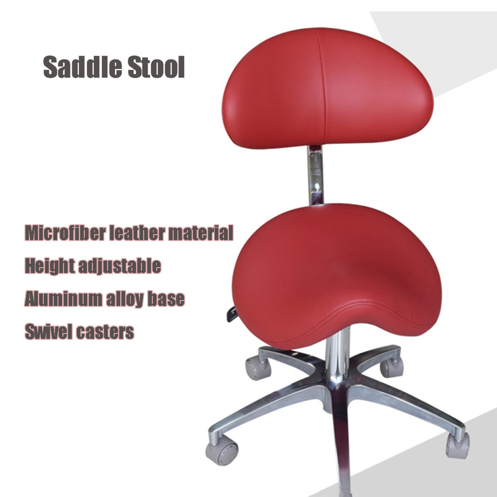 SFKLYU Dental Saddle Chair Office Stool Dentist's Doctor's Assistant's Chair Salon Chair Microfiber Leather Height Adjustable