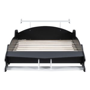 Merax Full Size Race Car Bed Frame for Boys, Wood Car-Shaped Platform Bed with Wheels, Black