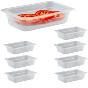 uveans 8 pack commercial food pans - 1/4 size 2 1/2 inch deep - nsf plastic food pans - freezer safe