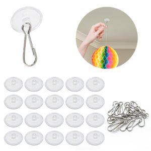 multivalue 20 pcs adhesive ceiling hooks, hooks for hanging festival wedding birthday decorations adhesive hooks wall hooks with binding rings hooks for outdoor string lights honeycomb balls (20 pcs)