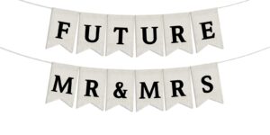 burlap future mr & mrs banner - wedding shower decorations, engagement/wedding banner, mr & mrs sign, bridal shower party decorations, wedding garden decorations (black)