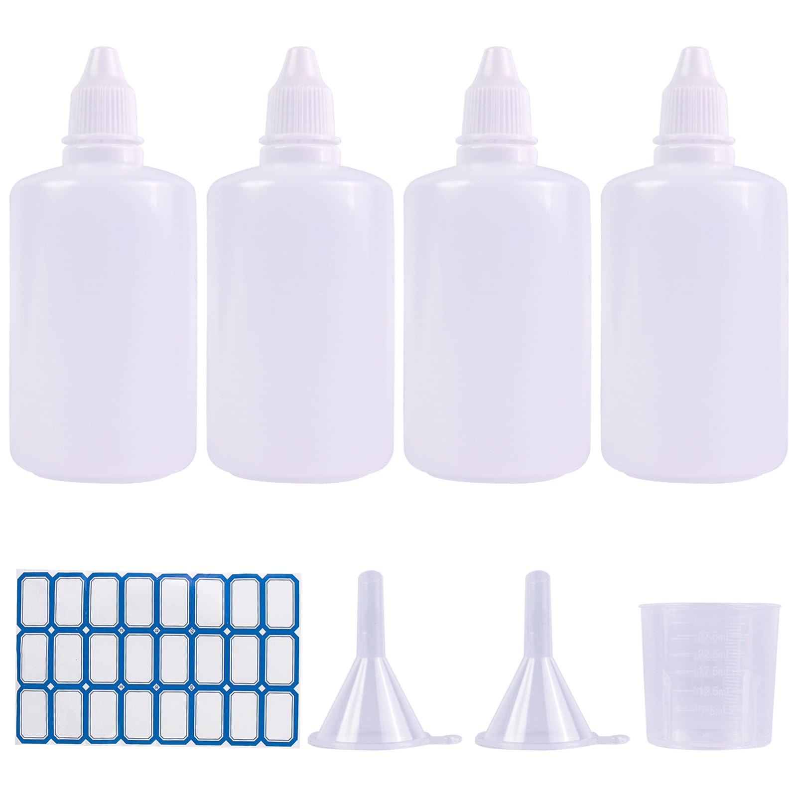 DHAIQC 4 Pcs 100ML Plastic Dropper Bottle, Plastic Empty Squeezable Eye Dropper Bottles Mini Squeeze Eye Liquid Dropper Bottle with Cap (100ml)