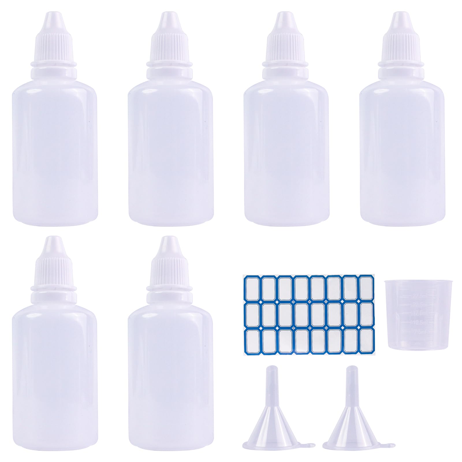 DHAIQC 6 Pcs 50ML Plastic Dropper Bottle, Plastic Empty Squeezable Eye Dropper Bottles Mini Squeeze Eye Liquid Dropper Bottle with Cap (50ml)