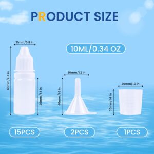 DHAIQC 15 Pcs 10ML Plastic Dropper Bottle, Plastic Empty Squeezable Eye Dropper Bottles Mini Squeeze Eye Liquid Dropper Bottle with Cap (10ml)