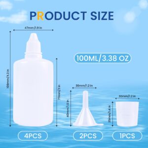 DHAIQC 4 Pcs 100ML Plastic Dropper Bottle, Plastic Empty Squeezable Eye Dropper Bottles Mini Squeeze Eye Liquid Dropper Bottle with Cap (100ml)