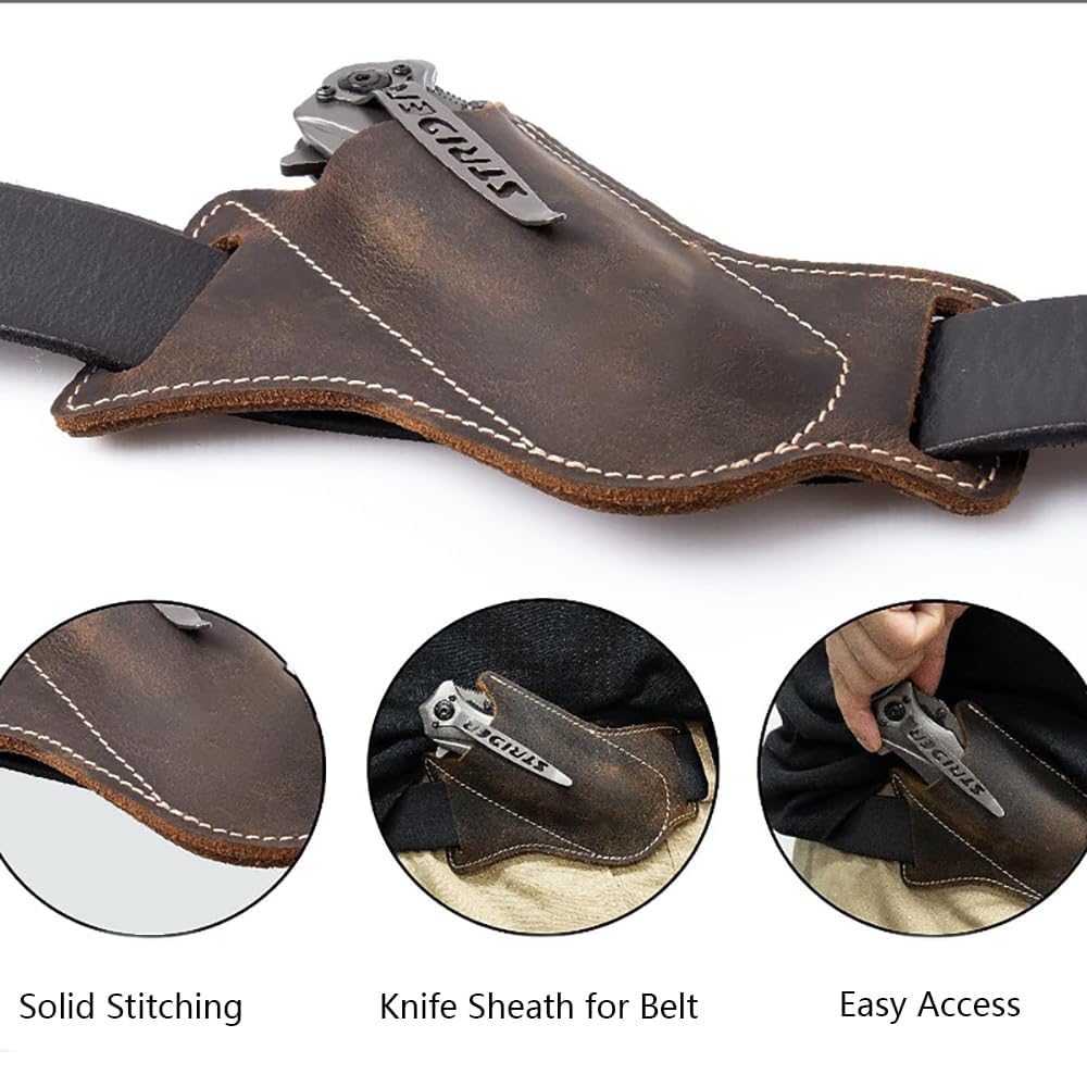 Leather Pocket Folding Shop Knife Sheaths for Belt EDC Holster