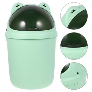 Amosfun Cartoon Frog Trash Can Plastic Garbage Bin with Lid Garbage Can Rubbish Pail Waste Basket Toilet Paper Bucket for Bathroom Kitchen Office Dorm