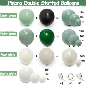 Sage Green White Balloon Garland Double Stuffed Dusty Green Balloons Pearl White Sand Olive Green Balloon Arch Kit Avocado Green Balloon For Neutral Baby Shower Bridal Shower Birthday Party Decoration