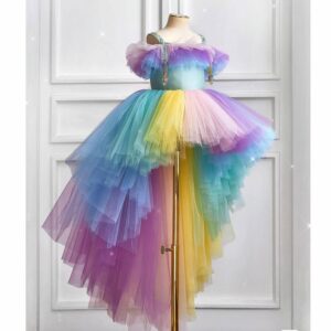 HAVII 63" × 8yard Rainbow Tulle Fabric Rolls Sheer Tulle Ribbon Netting Fabric Gradient Tulle Bolt Spool for Table Tutu Skirt Dress DIY Birthday Party Baby Shower Decorations