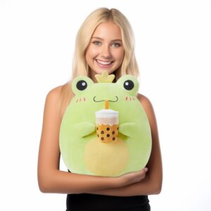 PLAYNICS Large Frog Plush Pillow Stuffed Animal Toy,Big Size Cute Soft Toys 13" Fat Kawaii Hugging Pillows Cuddle Huggable Plushie,Gift for Kids