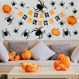 BBTO 48 Pieces Halloween Spider Wall Decor DIY Mirror 3D Spider Stickers Removable Spider Decals for Home Nursery Classroom Bedroom Bathroom Living Room Decor