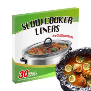 ecoopts slow cooker liners (30 liners), 14" × 22" pot liners fit 6-10 quarts, disposable cooking bags suitable for oval & round pot, bpa free (14" × 22")