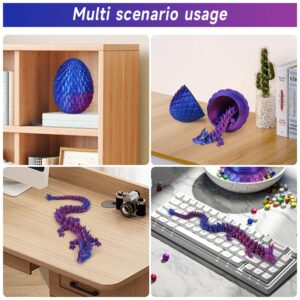 3D Printed Dragon Egg, Mystery Crystal Dragon Egg Fidget Toys Surprise, Articulated Crystal Dragon Eggs with Dragon Inside (Laser Purple)