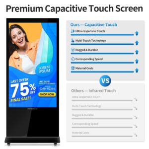 AYSTekMann 55" Digital Signage Displays, 4K LCD Capacitive Touch Screen Floor Standing Digital Signage, Indoor Digital Adverstising Kiosks with HDMI Input, Android 11(2+32GB)