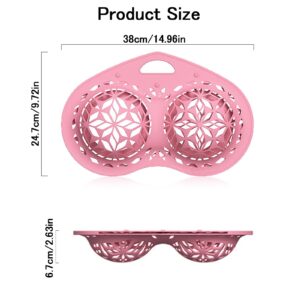 Lingerie Wash Bag, 2Pcs Silicone Bra Washing Bag, Bra Bags for Laundry, Bra Laundry Bags for Washing Machine and Dryer, Delicate Laundry Bag Bra Fits A-E Cup Sizes (Pink+Purple)