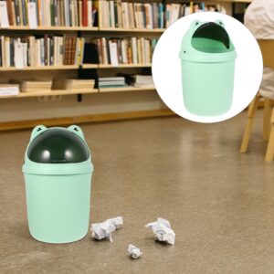 Amosfun Cartoon Frog Trash Can Plastic Garbage Bin with Lid Garbage Can Rubbish Pail Waste Basket Toilet Paper Bucket for Bathroom Kitchen Office Dorm