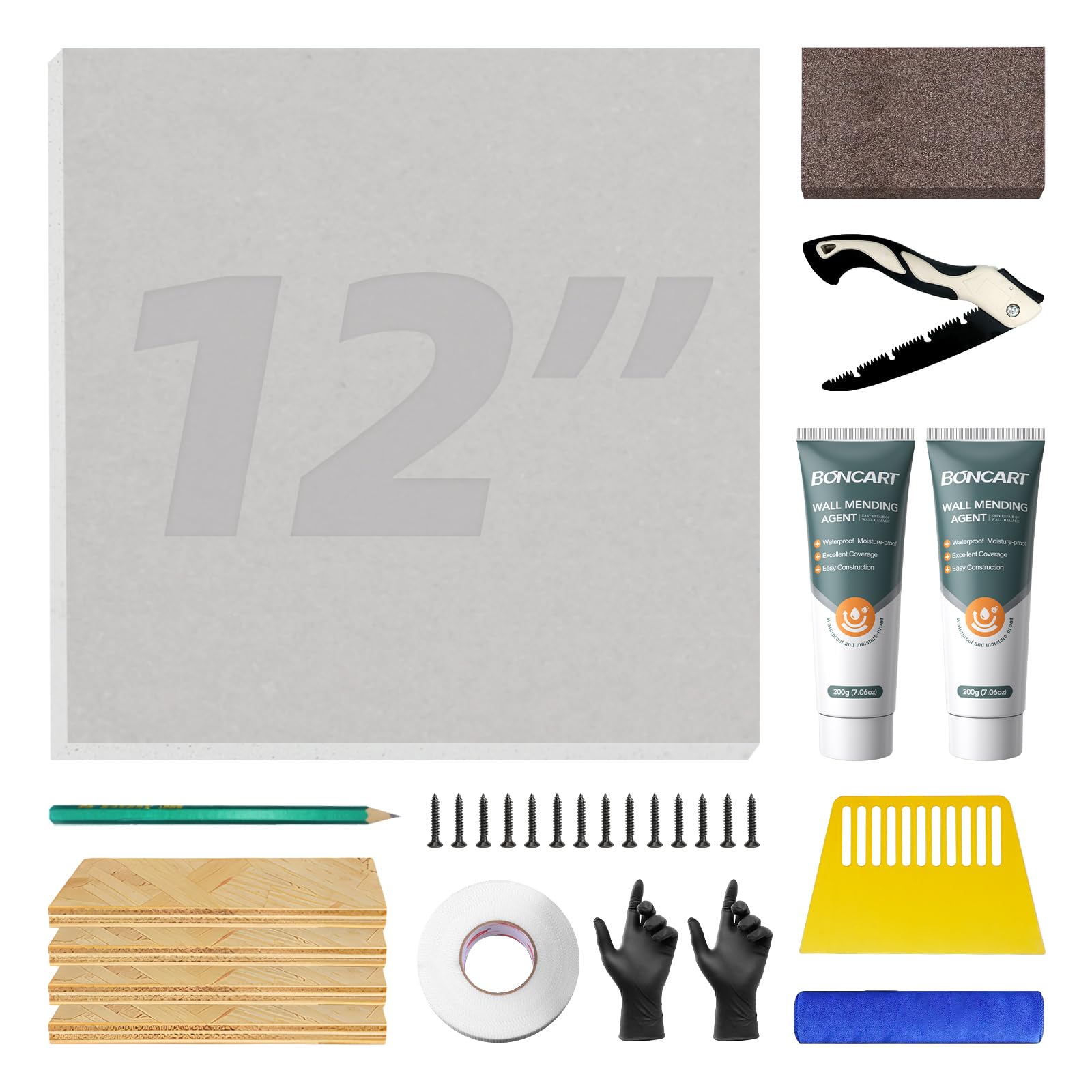 Drywall Repair Kit,Drywall Repair Panel 12” x12“,Drywall Patch Kit Large Hole,Sheetrock Repair Kit,Wall Surface Large Hole Fill Quick and Easy Solution