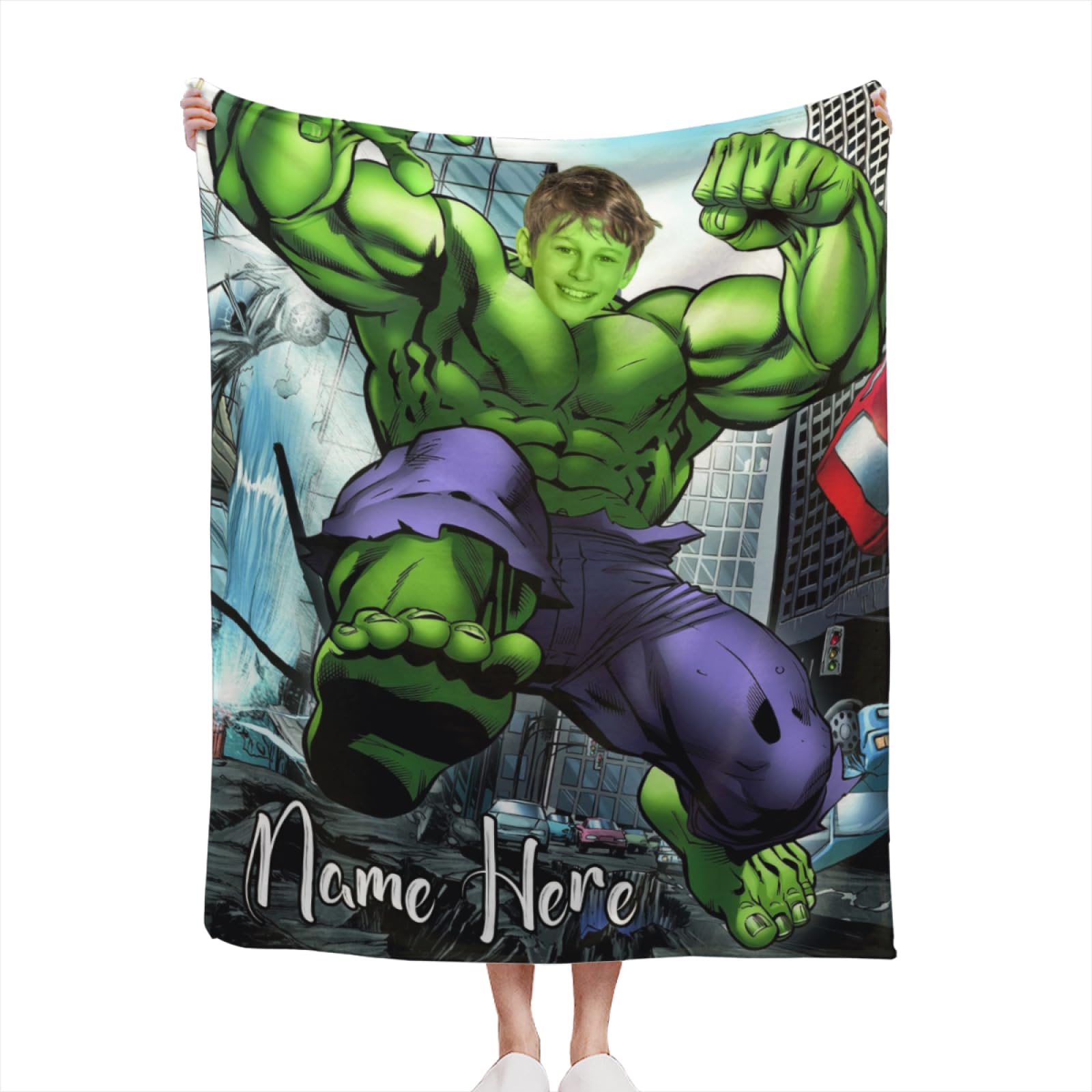 Wuimjaca Kids Superhero Blanket Custom Throw Blanket for Boys Personalized Super Hero Blankets with Photo and Name