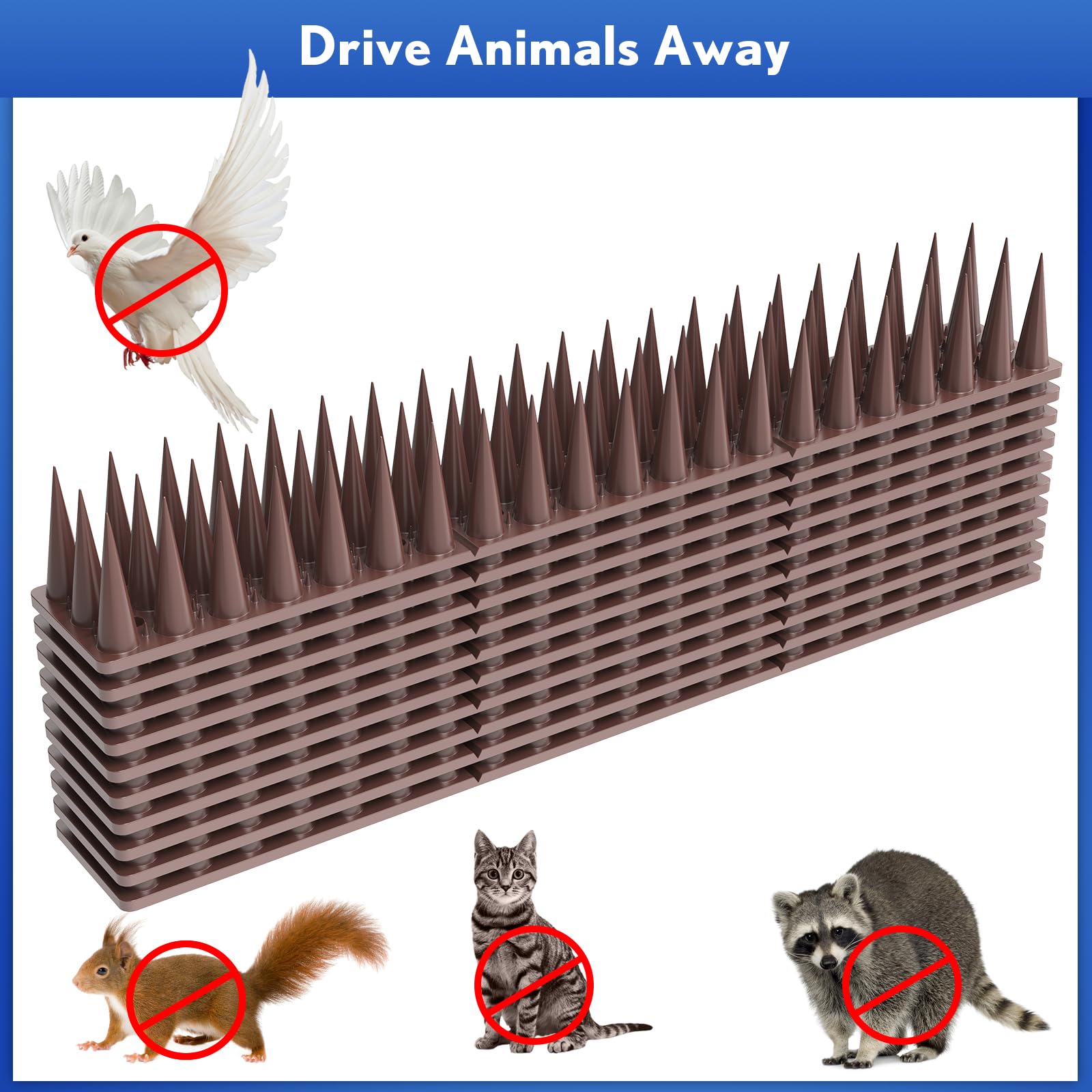 Bird Spikes,20 Pack Bird Deterrent Spikes for Outside,Bird Spikes for Outside Used Outdoors to Repel Birds, Squirrels, and Raccoons. Deterrents Used on Fences, Roofs, and Walls to Keep Birds Away