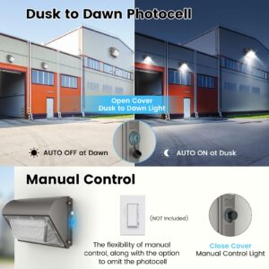 Aphyni 6 Pack 150W LED Wall Pack Light with Dusk to Dawn Photocell, 22500LM 5000K IP65 Waterproof Wall Pack Lights Outdoor LED Commercial Security Light for Parking Lot, Warehouse, Yard AC120-277V