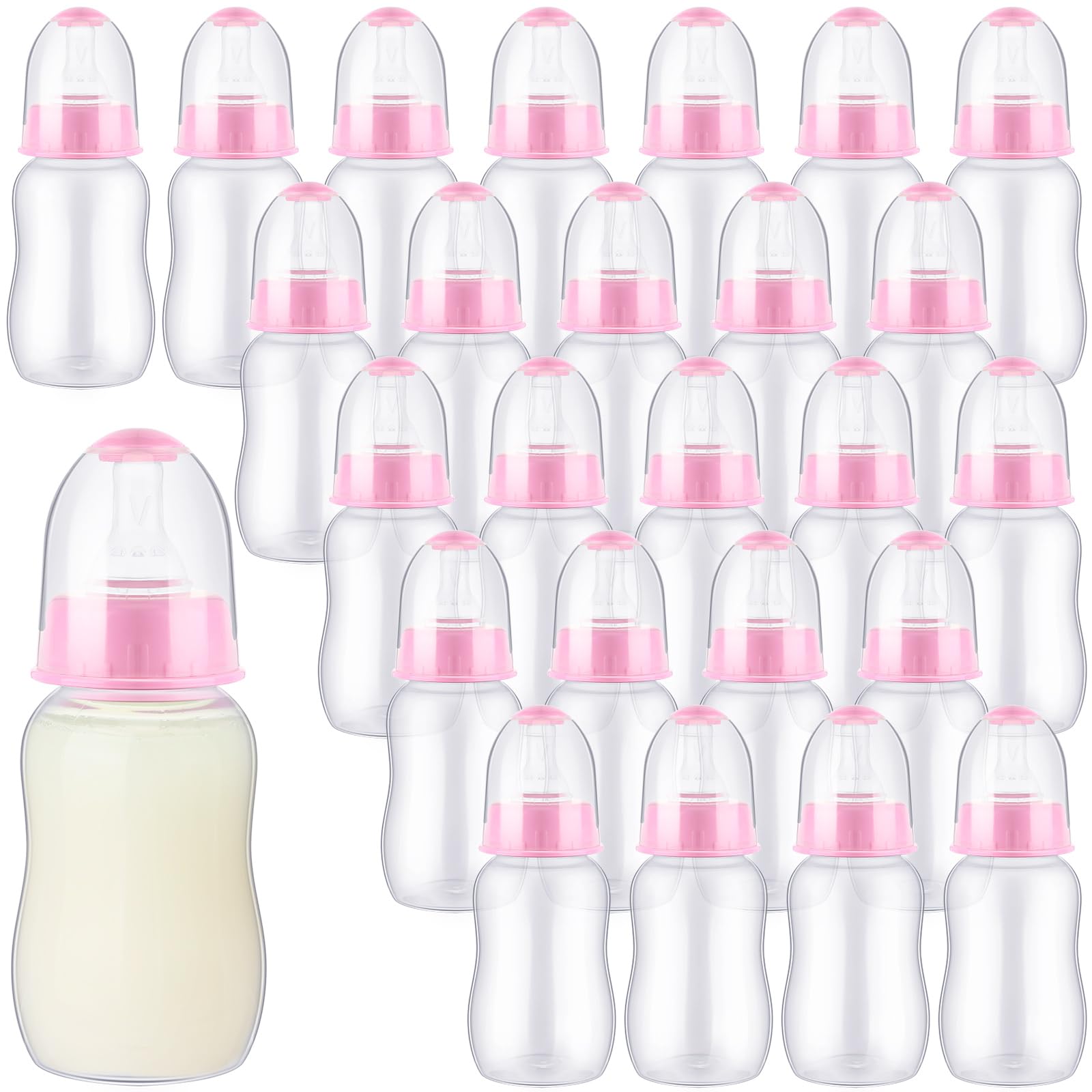 SiliFine 30 Pcs Baby Shower Favors Party Game Mini Baby Bottles Gift Sets for Baby Shower Boy Girl Gender Reveal Birthday Party Supplies Gift (Pink)