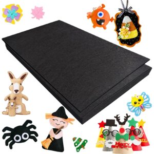 Jtnohx Felt for Crafts, 16 Pcs Felt Fabric, 7"×11.3" Stiff Felt Sheets, Craft Felt Square for Sewing (Black)