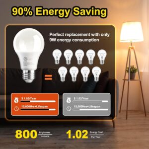 VOLIVO 24 Pack A19 LED Light Bulbs, 9W(60W Equivalent), 5000K Daylight, 800 Lumens, E26 Standard Base, Energy Saving, Non-Dimmable LED Bulb, UL Listed and FCC Certified, for Bedroom Living Room Home