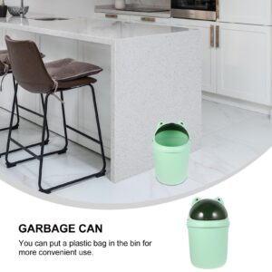 Amosfun Cartoon Frog Trash Can Plastic Garbage Bin with Lid Garbage Can Rubbish Pail Waste Basket Toilet Paper Bucket for Bathroom Kitchen Office Dorm