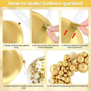 Amandir 153pcs Metallic Gold Balloon Garland Arch Kit, Different Sizes 18 12 10 5 inch Chrome Gold Latex Confetti Balloons for Wedding Birthday Graduation Holiday Party Supplies