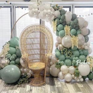 Sage Green White Balloon Garland Double Stuffed Dusty Green Balloons Pearl White Sand Olive Green Balloon Arch Kit Avocado Green Balloon For Neutral Baby Shower Bridal Shower Birthday Party Decoration