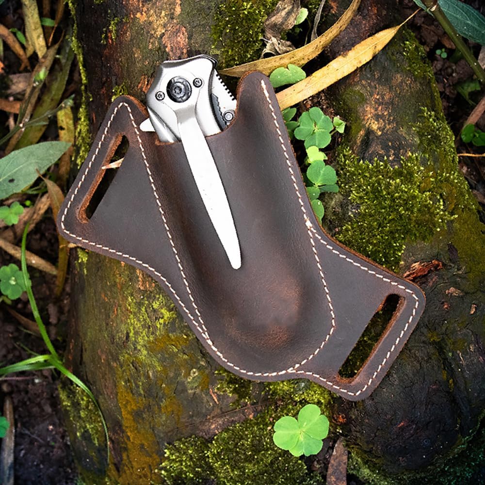 Leather Pocket Folding Shop Knife Sheaths for Belt EDC Holster