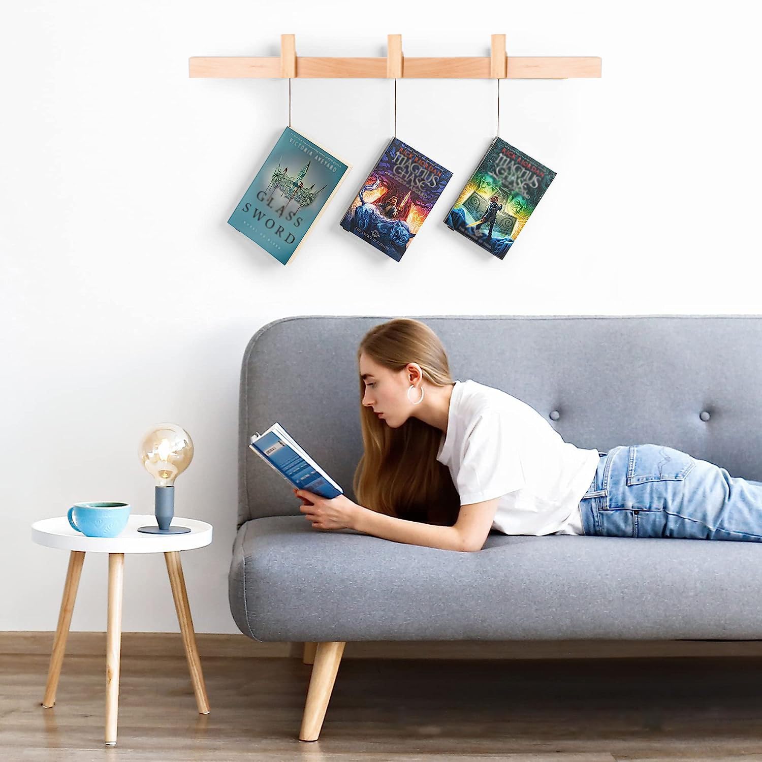 Floating Shelves for Wall,Book Shelves on a Rope,Be Suitable for Bedroom,Room,Living Room.