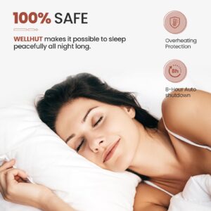 WELLHUT Heated Mattress Pad Queen, Dual Control Heating Mattress Pads, Electric Mattress Pad with 10 Heat Settings Controller, Auto Shut Off Timer, Machine Washable, Deep All Around Pocket