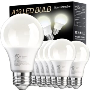 volivo 24 pack a19 led light bulbs, 9w(60w equivalent), 5000k daylight, 800 lumens, e26 standard base, energy saving, non-dimmable led bulb, ul listed and fcc certified, for bedroom living room home