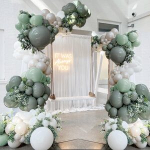 Sage Green White Balloon Garland Double Stuffed Dusty Green Balloons Pearl White Sand Olive Green Balloon Arch Kit Avocado Green Balloon For Neutral Baby Shower Bridal Shower Birthday Party Decoration