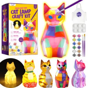 laoese paint your own cat lamp kit, art supplies arts & crafts kit, painting kit for kids 6-12, arts and crafts for kids ages 8-12, toys girls boy birthday christmas gift ages 3 4 5 6 7 8 9 10 11 12+