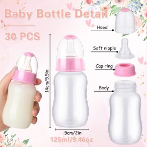 SiliFine 30 Pcs Baby Shower Favors Party Game Mini Baby Bottles Gift Sets for Baby Shower Boy Girl Gender Reveal Birthday Party Supplies Gift (Pink)