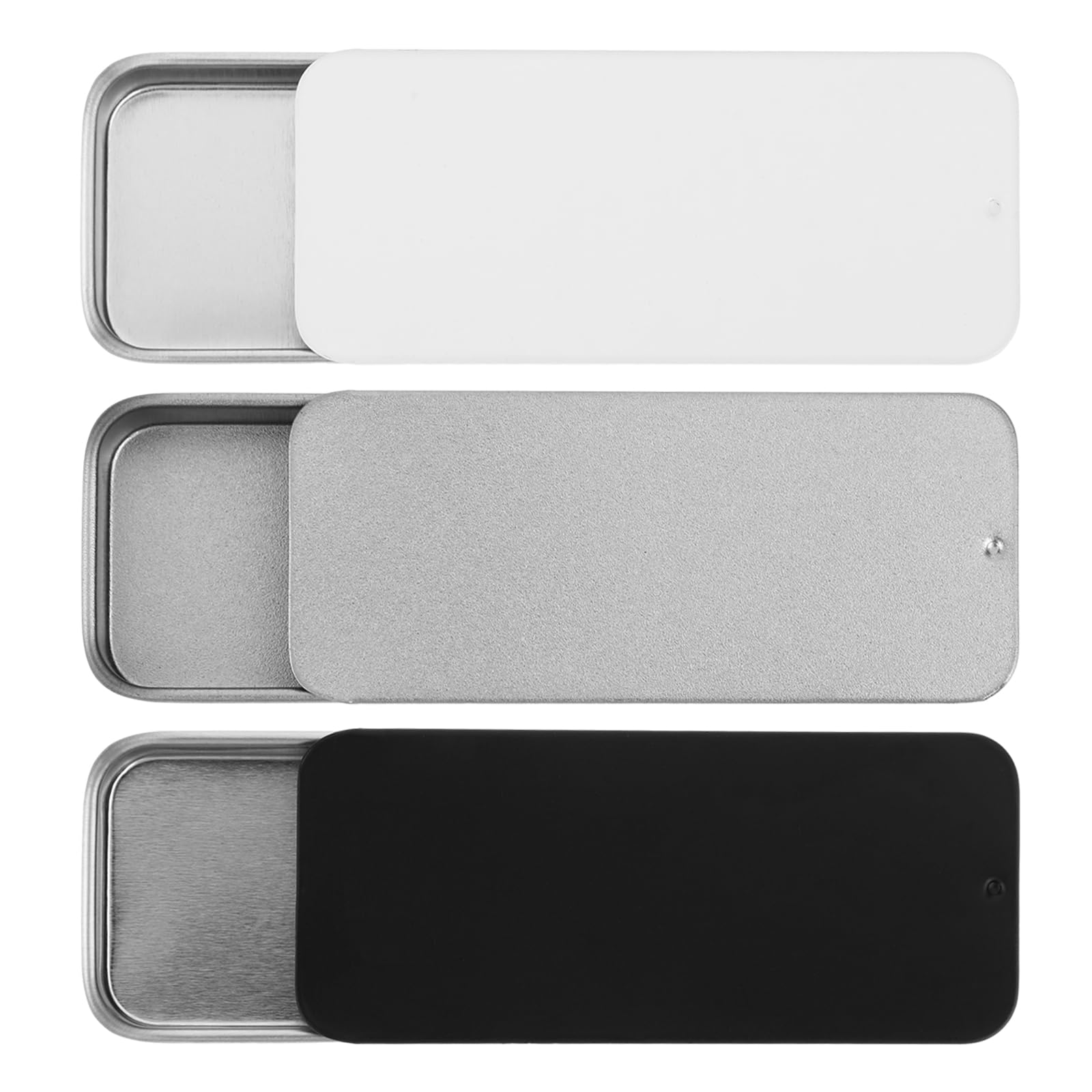 Bremorou Metal Tin Box, 3Pcs Small Tin Containers Mini Tin Box Metal Slide Top Tin Containers Small Tin Box Metal Tins With Lids For Wedding Jewelry Lip Balm Container Cosmetic Organizer(3 Colors)