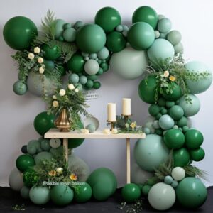 Dark Green and Sage Green Balloon Garland Double Stuffed Dusty Sage Green Balloons Forest Emerald Green Balloons Green Balloon Arch Kit for Baby Shower St. Patrick's Day Jungle Birthday Party Decor