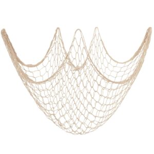 Rosoz Natural Fish Net Decorative for Party, Natural Cotton Netting 80x40 Inch, Nautical Themed Fishnet Party Accessory