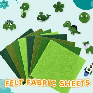 Hlonon 40Pcs Green Felt Fabric Sheets, 4 x 4 Inch Pre-Cut Felt Sheet for DIY Crafts Sewing Patchwork Art Projects, 4 Colors