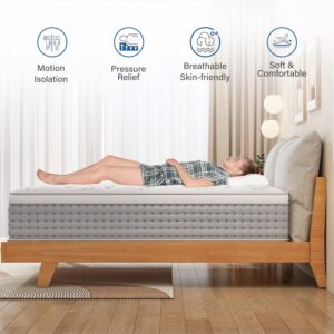 BedStory King Mattress, 12 Inch Hybrid Mattress with Gel Memory Foam, Pressure Relief Individual Wrapped Coils King Mattress in a Box for Motion Isolation, CertiPUR-US Certified