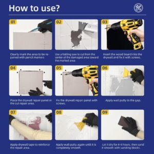 Drywall Repair Kit,Drywall Repair Panel 12” x12“,Drywall Patch Kit Large Hole,Sheetrock Repair Kit,Wall Surface Large Hole Fill Quick and Easy Solution