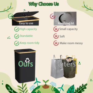 Pakusane Recycling Bin for Kitchen Indoor Home, Large 26 Gallon 100L Recycle Bin with Lid Removeable Reusable Inner Bag Bottle Can Glass Waste Plastice Stickers,Black