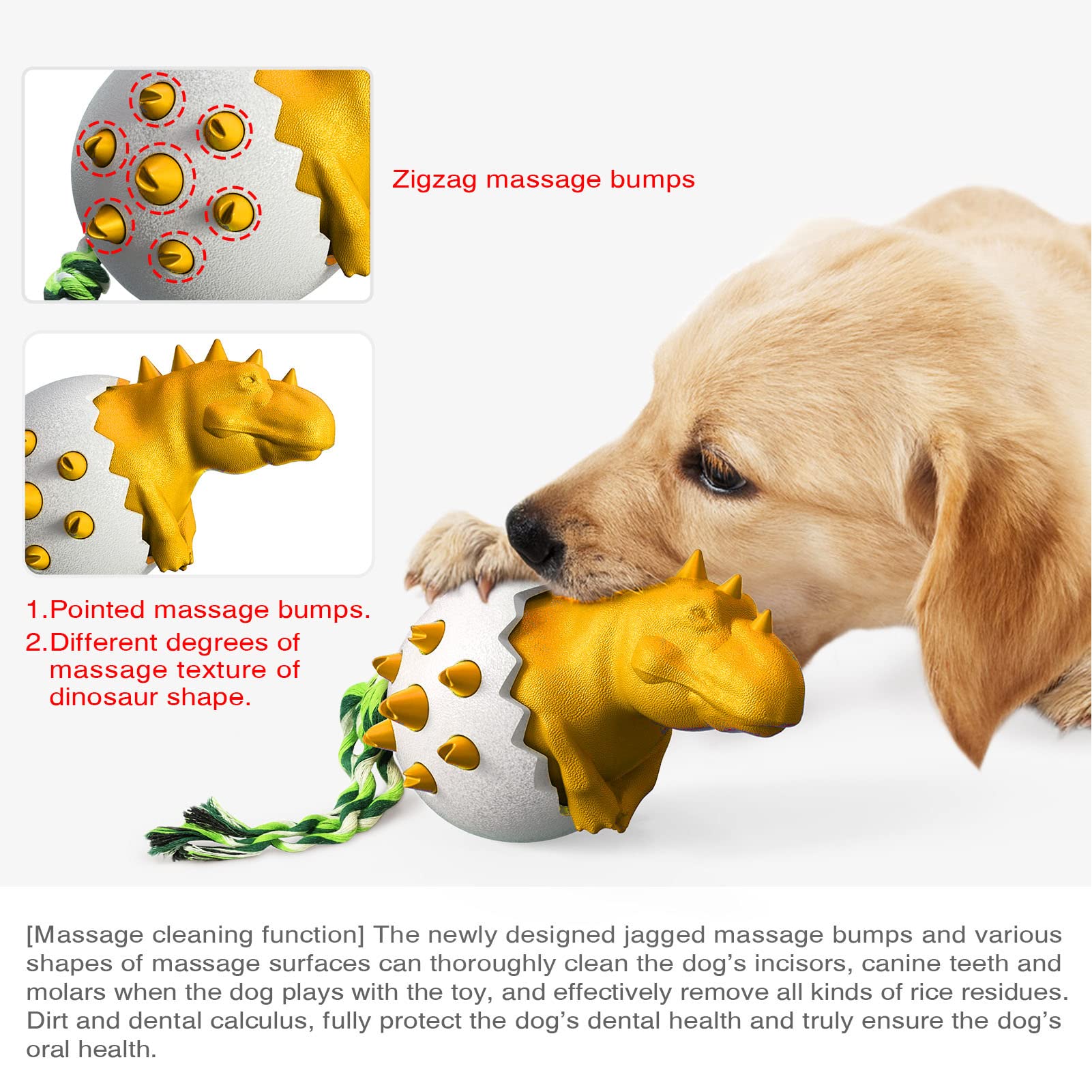 Ddewing Dog Toothbrush Chew Toys Dinosaur Egg Dog Chew Toys Dog Chew Toy for Aggressive Chewers Bite Resistance Dog Toothbrush Chew Toys for Dog Dental Care (Orange)