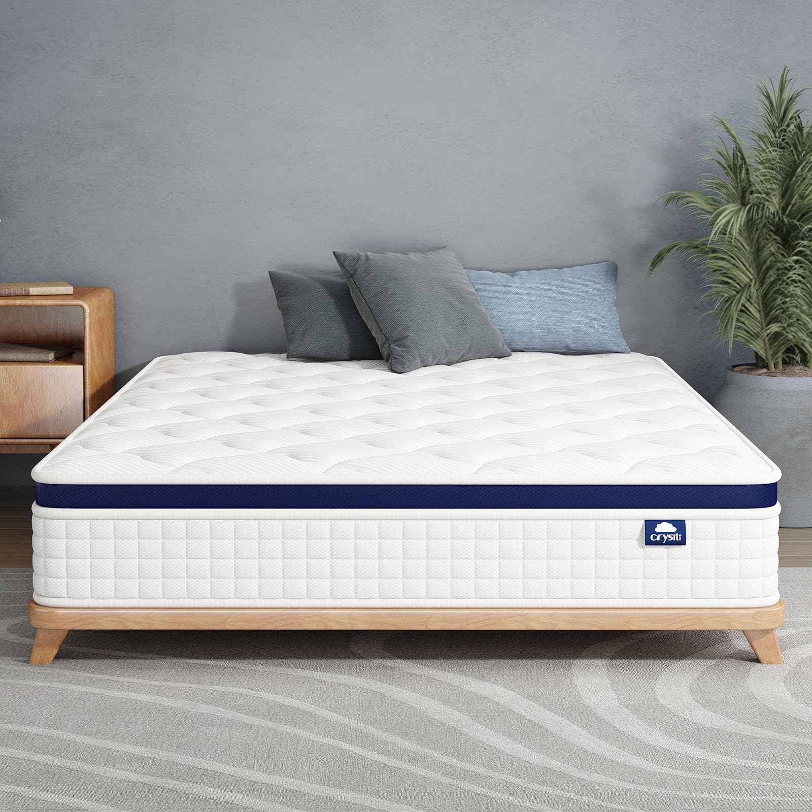 Crystli Twin Size Mattress, 12 Inch Memory Foam Mattress Bed in A Box, Innerspring Hybrid Twin Size Mattress for Pressure Relief, Medium Firm, CertiPUR-US Certified